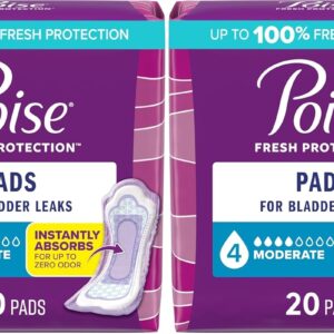 Poise Incontinence Pads & Postpartum Incontinence Pads, 4 Drop Moderate Absorbency