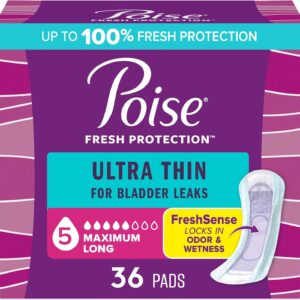 Poise Ultra Thin Incontinence Pads & Postpartum Pads for Bladder Leaks, 5 Drop Maximum Absorbency, Packaging May Vary