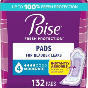 Poise Incontinence & Postpartum Pads for Bladder Leaks, 4 Drop Moderate Absorbency, Packaging May Vary