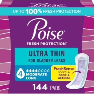 Poise Ultra Thin Incontinence Pads & Postpartum Pads for Bladder Leaks, 4 Drop Moderate Absorbency, Packaging May Vary