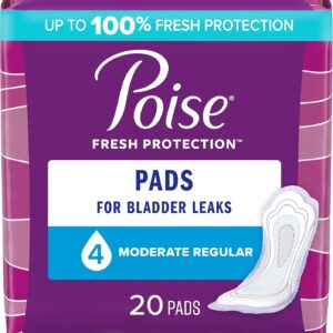 Poise Incontinence Pads & Postpartum Incontinence Pads, 4 Drop Moderate Absorbency, Regular Length, Packaging May Vary