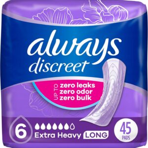 Always Discreet Adult Incontinence Pads for Women, Extra Heavy Absorbency, Long Length, Postpartum Pads
