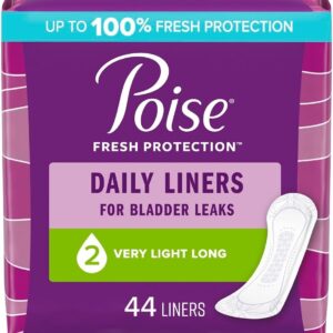 Poise Daily Incontinence Panty Liners, 2 Drop Very Light Absorbency, Long, Pantiliners, Packaging May Vary