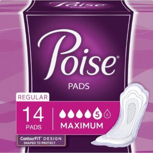 Poise Maximum Absorbency Pads with Leak-Block Sides, 14 Count