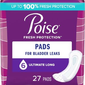 Poise Postpartum Incontinence Pads for Women, Ultimate Absorbency, Long, Original Design, 27 Count