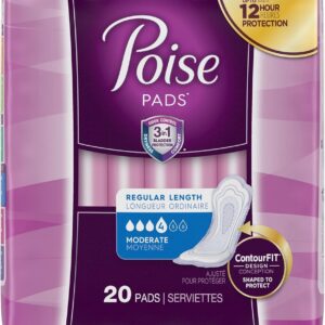 Poise Regular Length Pads - 20 Pads in 1 Pack - 4 Absorbency - Instantly Absorbs Bladder Urine Leakage Control